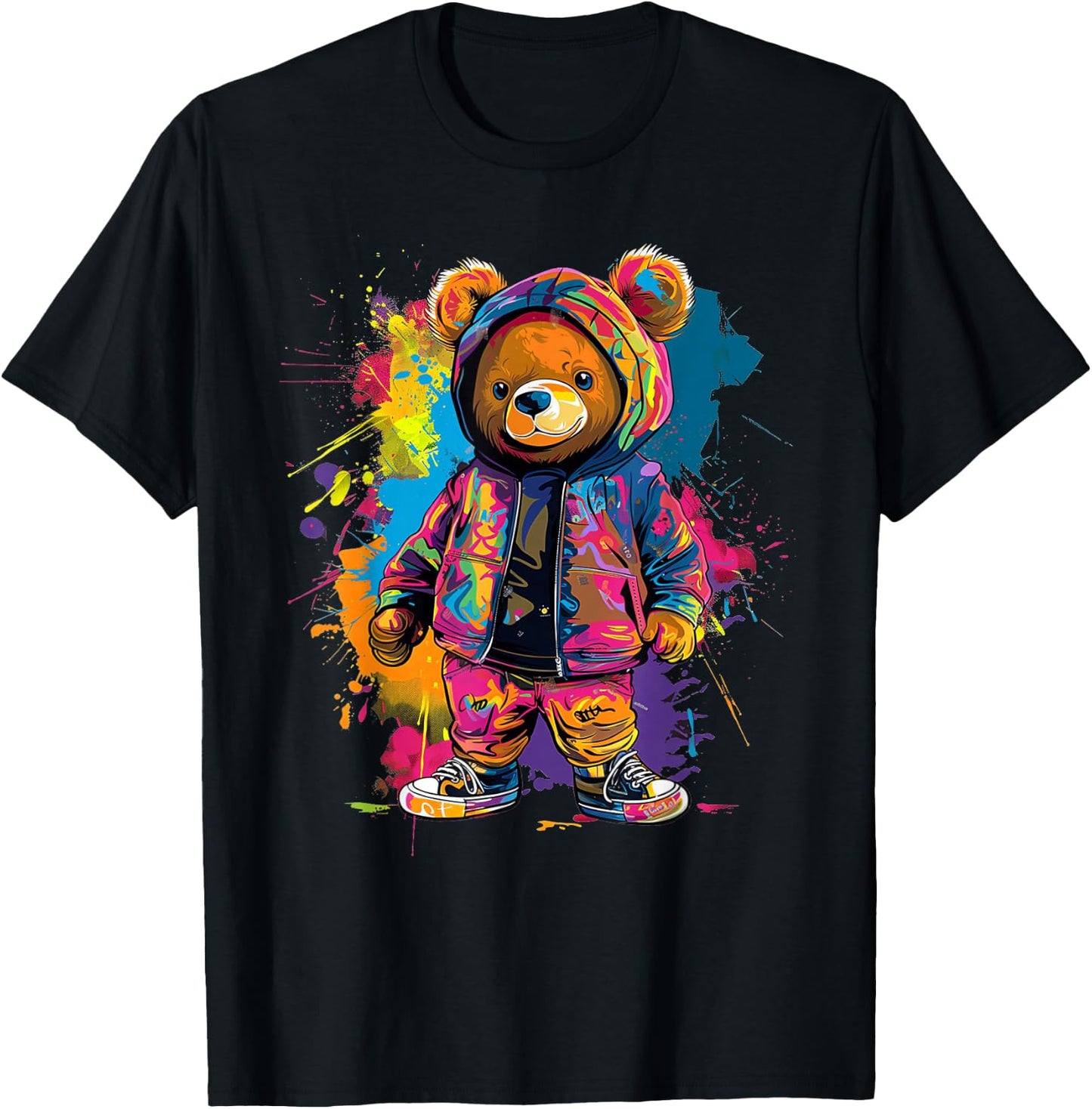 Colorful Teddy Bear Men Women Kids T-Shirt - T-Shirt | Black