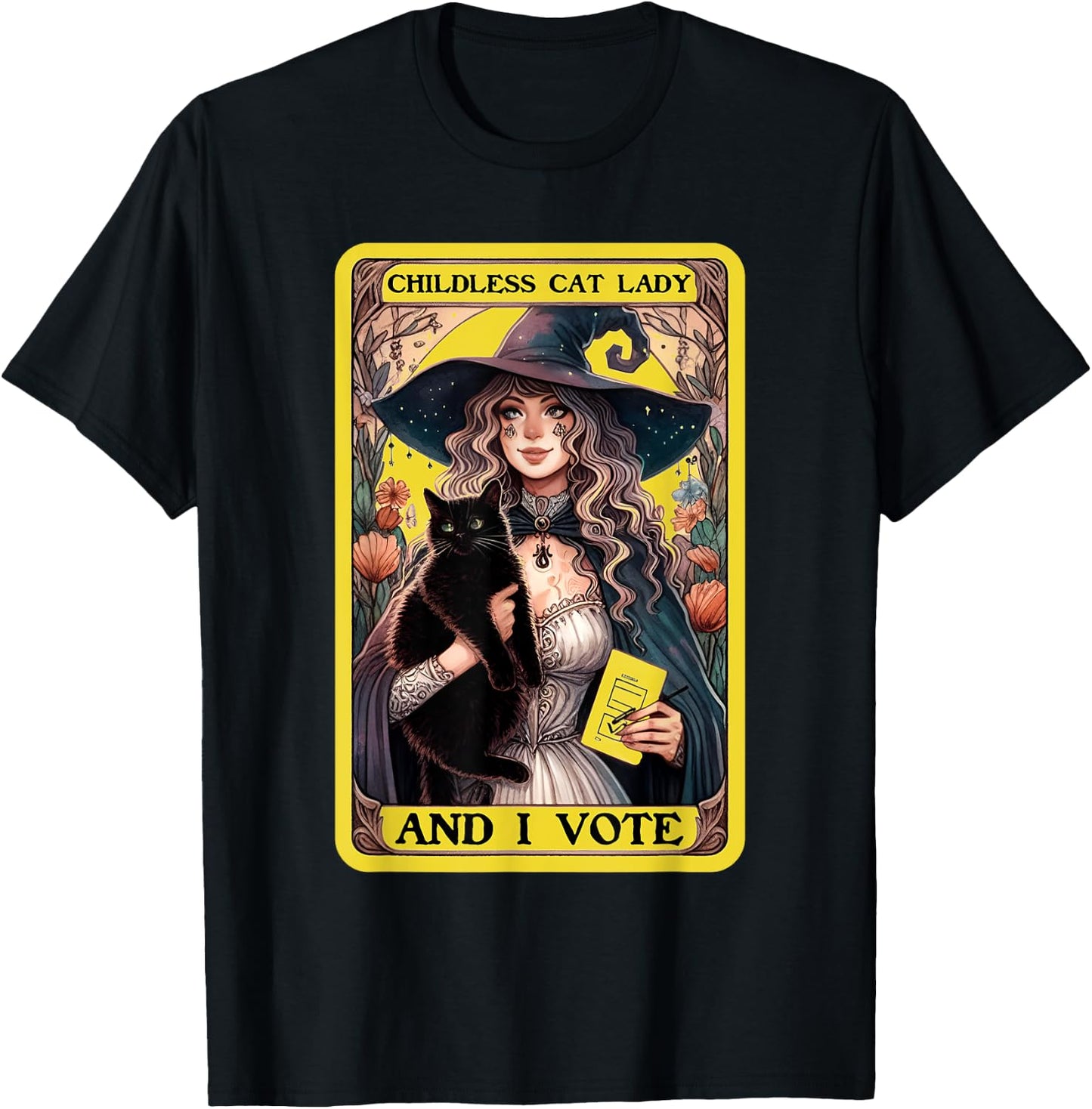 Childless Cat Lady And I Vote, Childless Cat Lady Tarot Card T-Shirt - T-Shirt | Black