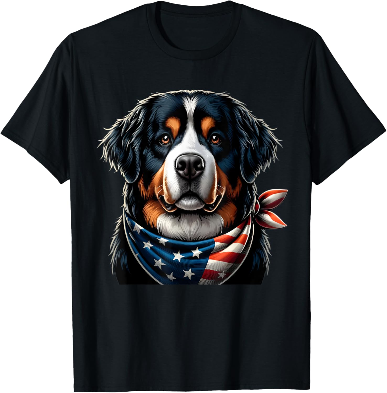 Bernese Mountain dog usa american flag T-Shirt - T-Shirt | Black