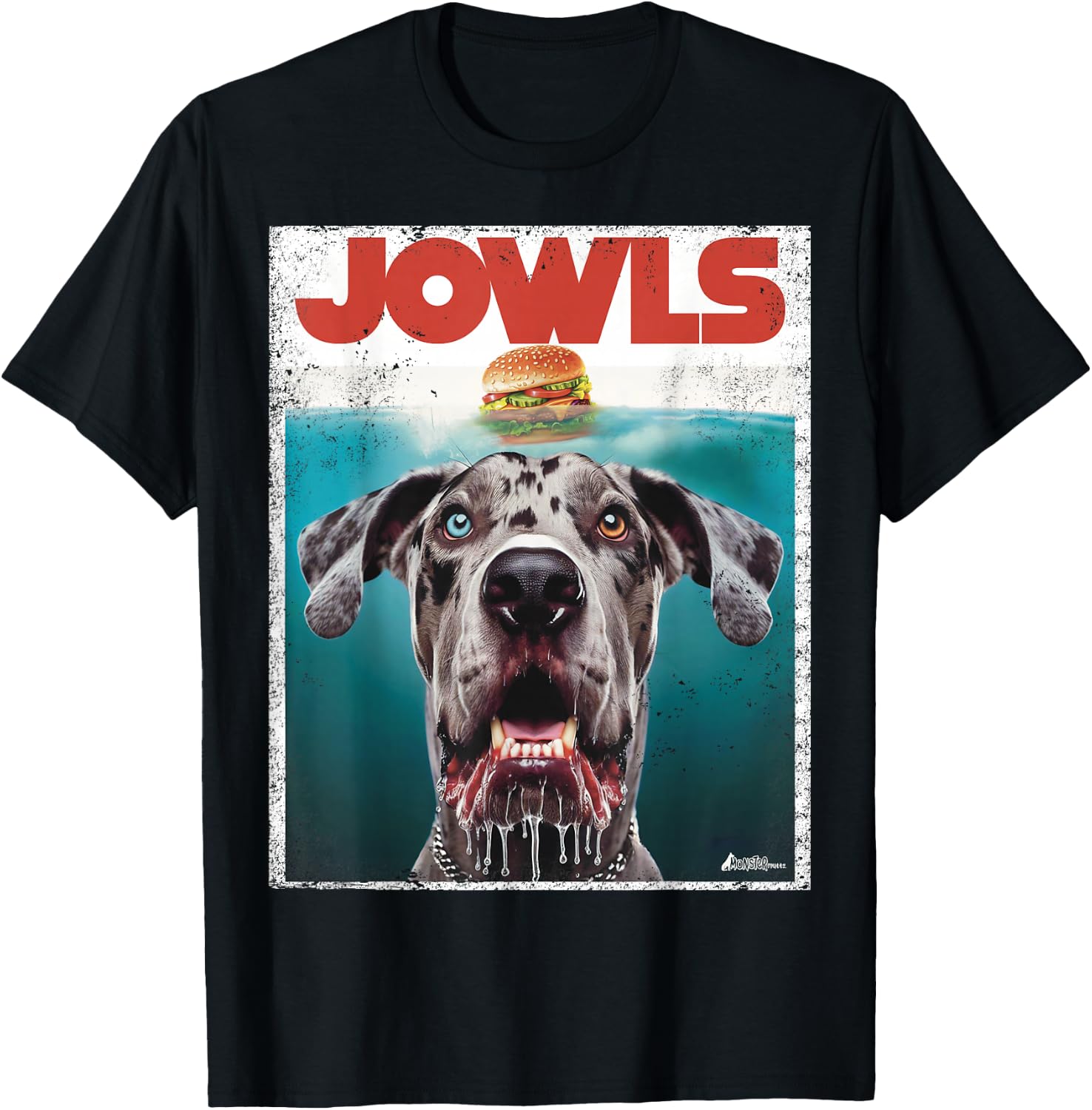 Merle Great Dane Jowls, Paws Top, Blue Eye Brown Dog Mom Dad Women Girls Kids T-Shirt - T-Shirt | Black