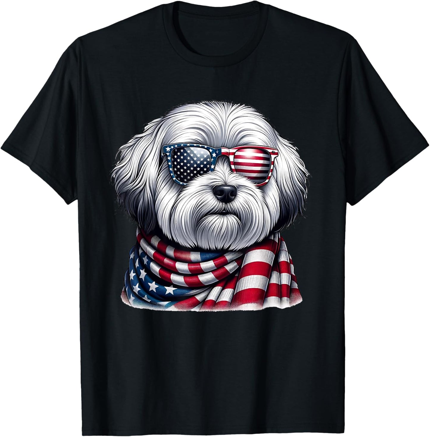 Coton de Tulear Lover US Flag 4th Of July Patriotic T-Shirt - T-Shirt | Black