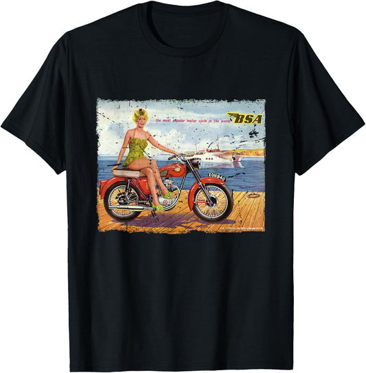 BSA C15 Star 1962 Motorcycle Dockside Ad T-Shirt - T-Shirt | Black