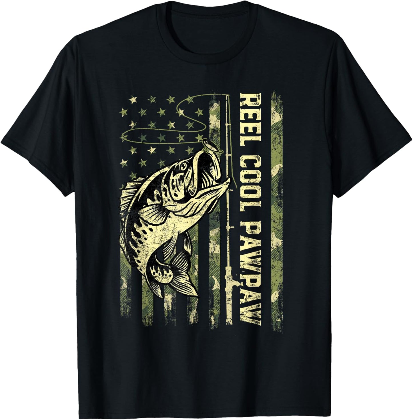 Reel Cool Pawpaw Fisherman Camouflage Father's Day T-Shirt - T-Shirt | Black