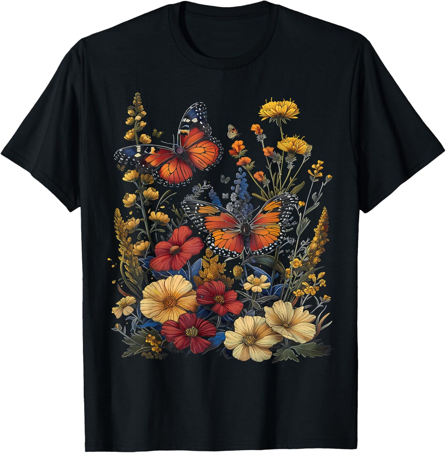 Pollinator Garden Design Wildlife Flowers Native Plants T-Shirt - T-Shirt | Black