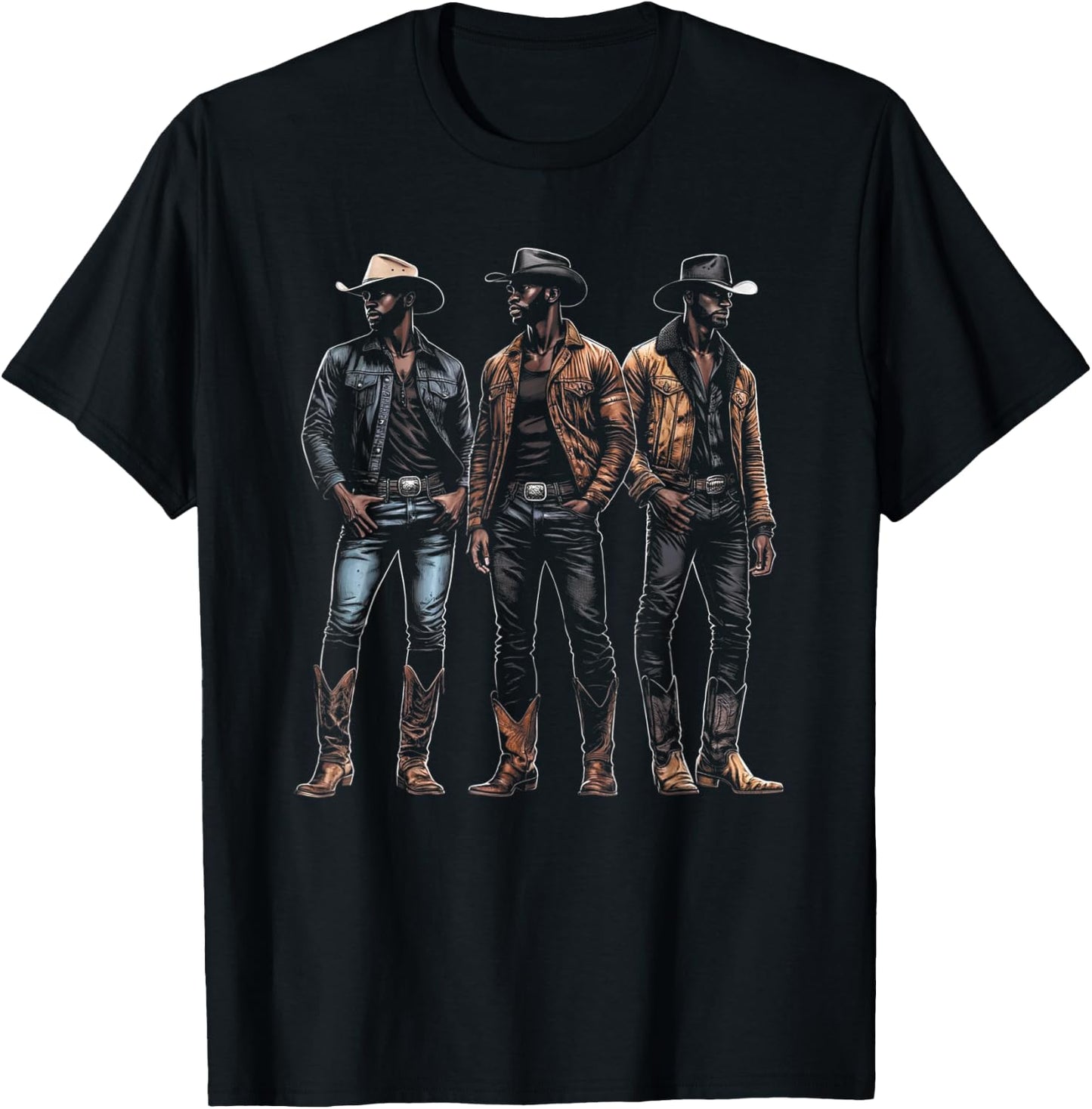 Black Cowboy Western Rodeo Melanin Black History Texas Men T-Shirt - T-Shirt | Black