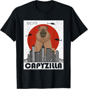 Capyzilla Capybara Japanese Art Funny Capybara Men Women Kid T-Shirt - T-Shirt | Black