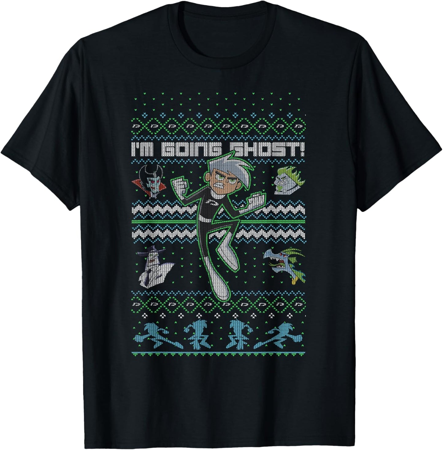Danny Phantom Christmas I'm Going Ghost Ugly Sweater T-Shirt - T-Shirt | Black