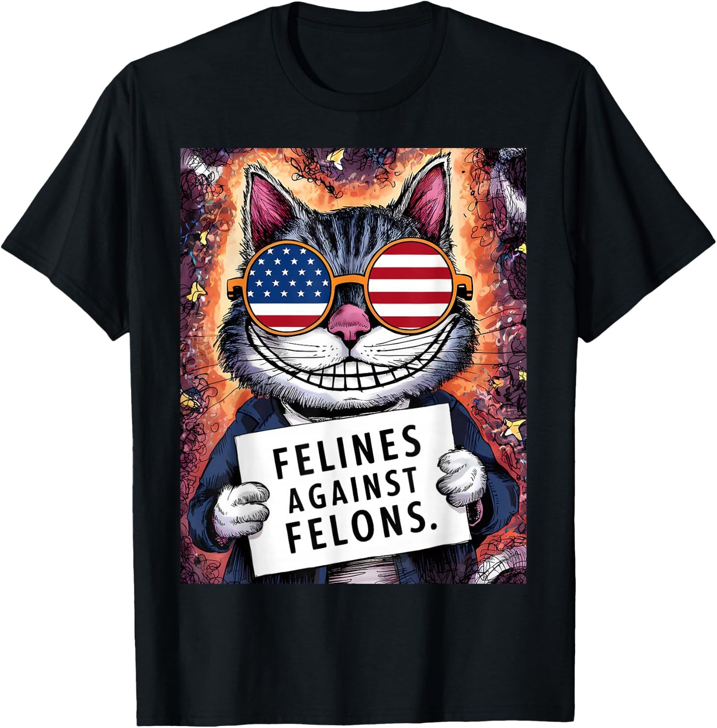 Harris 2024 Felines Against Felons Cat Ladies Harris Waltz T-Shirt - T-Shirt | Black