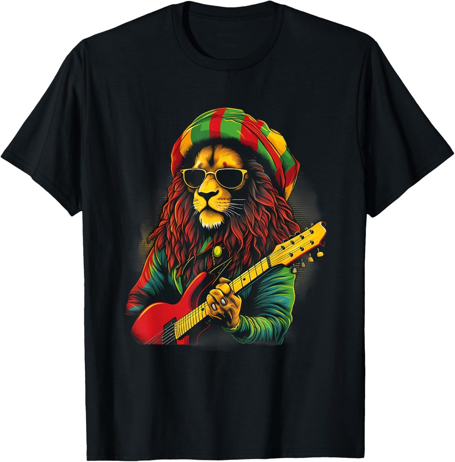 Rasta Reggae Lion Jamaica Rastafarian Roots Lion Of Judah T-Shirt - T-Shirt | Black