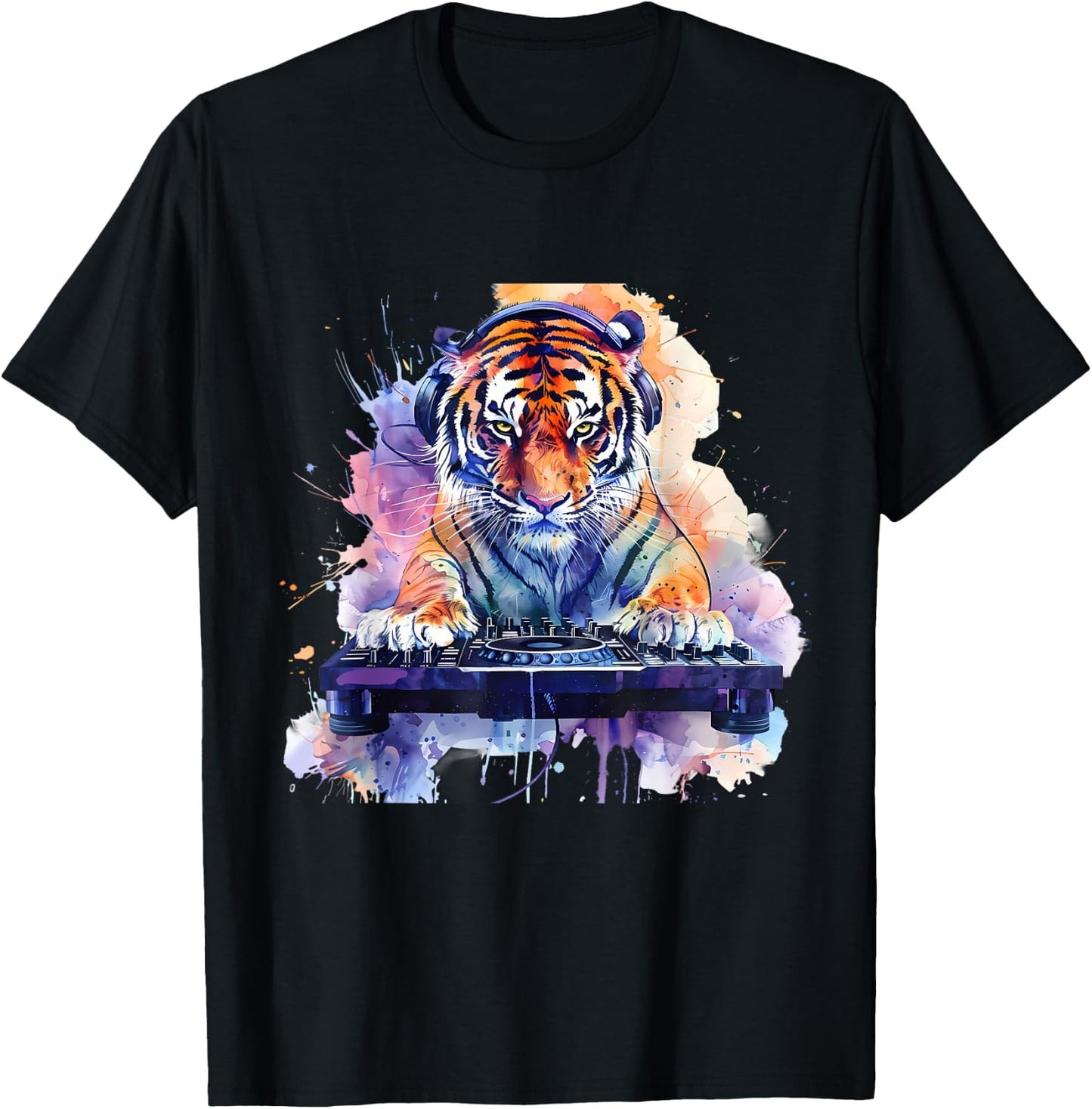 DJ Tiger Turntable DJ Tiger Dance Music Dance Club House T-Shirt - T-Shirt | Black
