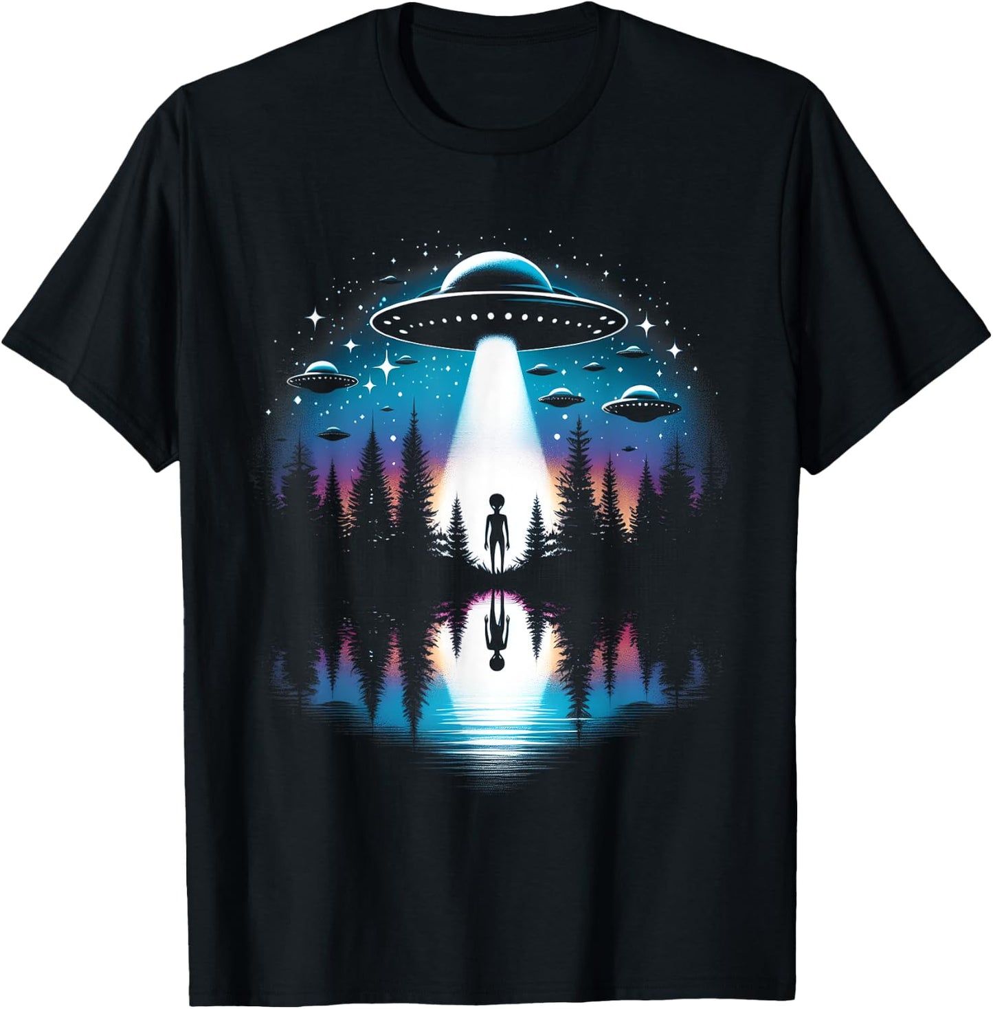 UFO Abduction Aliens Lover Extraterrestrial UFO Day Lover T-Shirt - T-Shirt | Black
