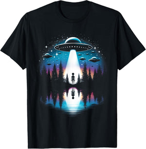 UFO Abduction Aliens Lover Extraterrestrial UFO Day Lover T-Shirt - T-Shirt | Black