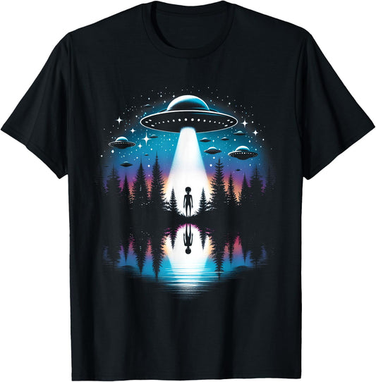 UFO Abduction Aliens Lover Extraterrestrial UFO Day Lover T-Shirt - T-Shirt | Black