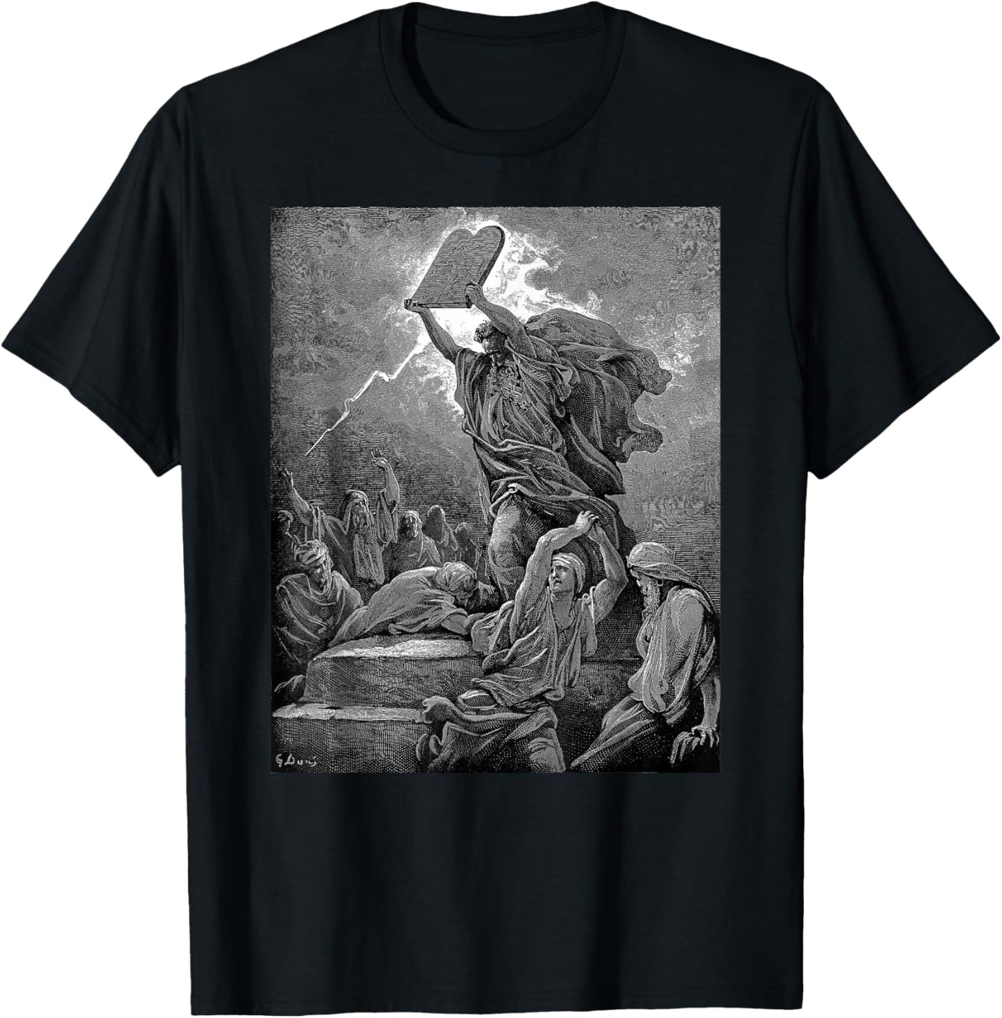 Gustave Dore Moses Breaks the Tablets of the Law T-Shirt - T-Shirt | Black