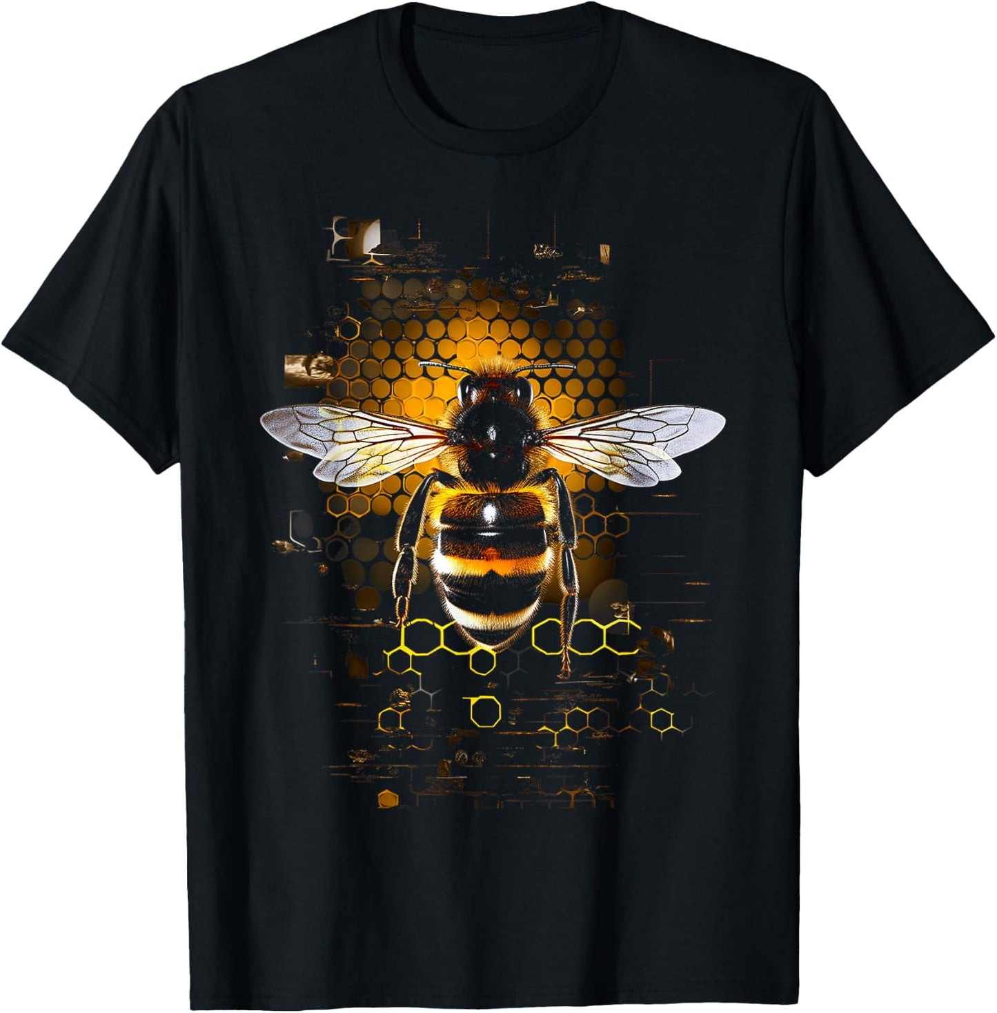 Bee Animal Motif Artwork Bee T-Shirt - T-Shirt | Black