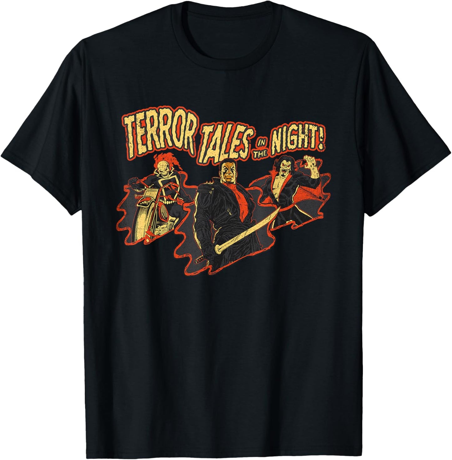 Marvel Blade Ghost Rider & Morbius Terror Tales in The Night T-Shirt - T-Shirt | Black