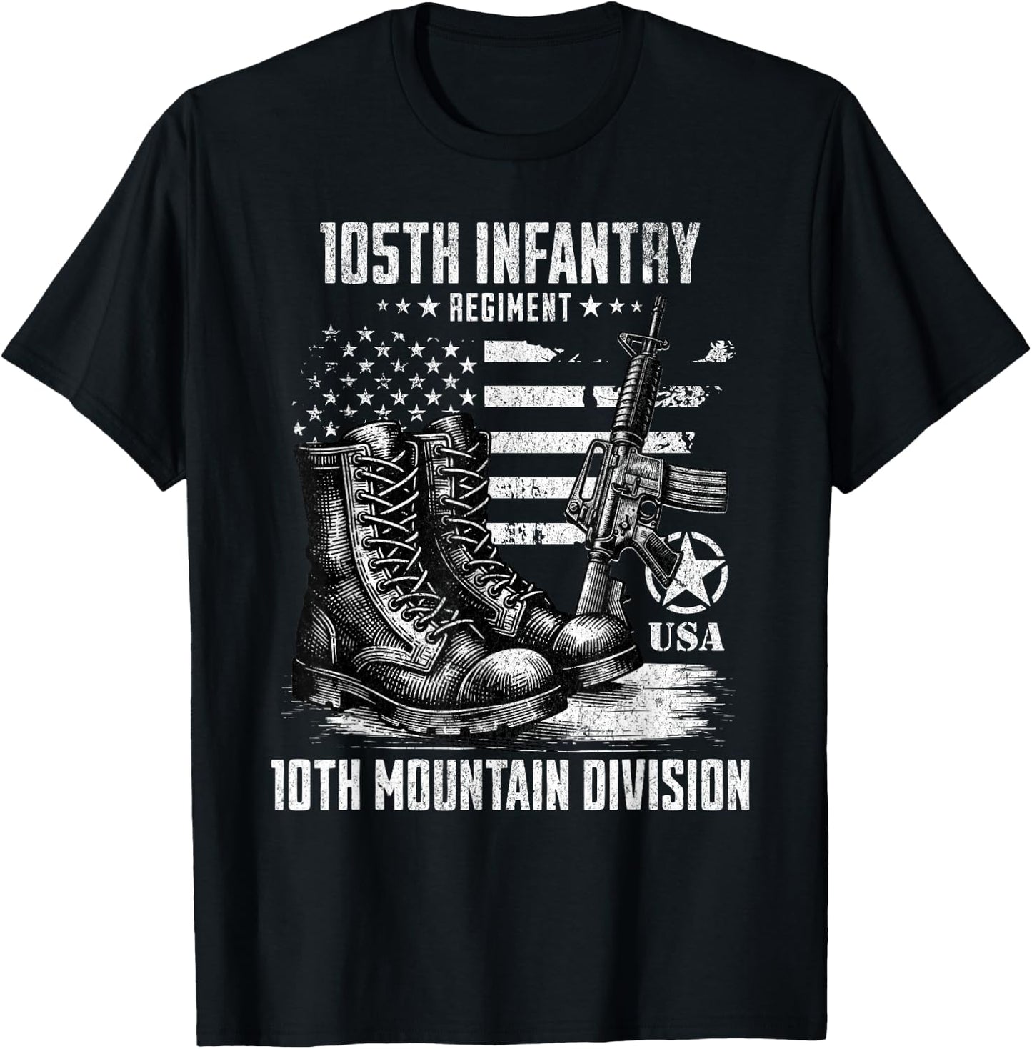 105th Infantry Regiment 10th Mountain Division Veteran T-Shirt - T-Shirt | Black