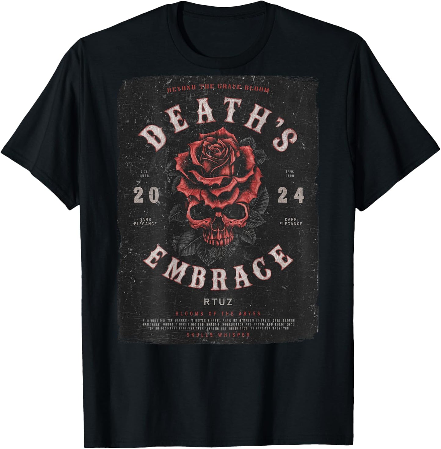 Urban Hip Hop Vintage Hipster Y2K Back Print Streetwear Rose T-Shirt - T-Shirt | Black