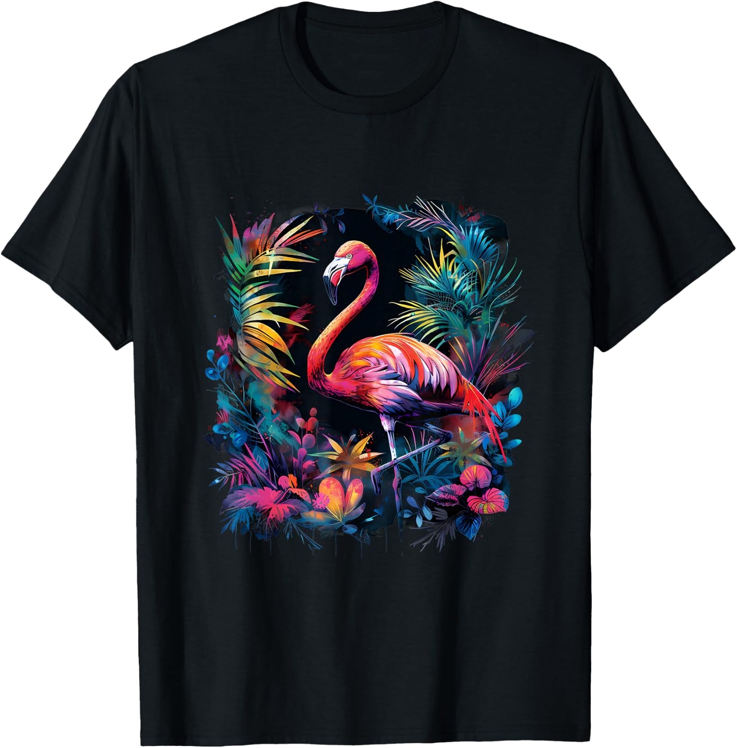 Flamingo Colourful Artwork Nature Flamingo Lover Wildlife T-Shirt - T-Shirt | Black