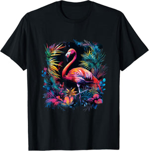 Flamingo Colourful Artwork Nature Flamingo Lover Wildlife T-Shirt - T-Shirt | Black