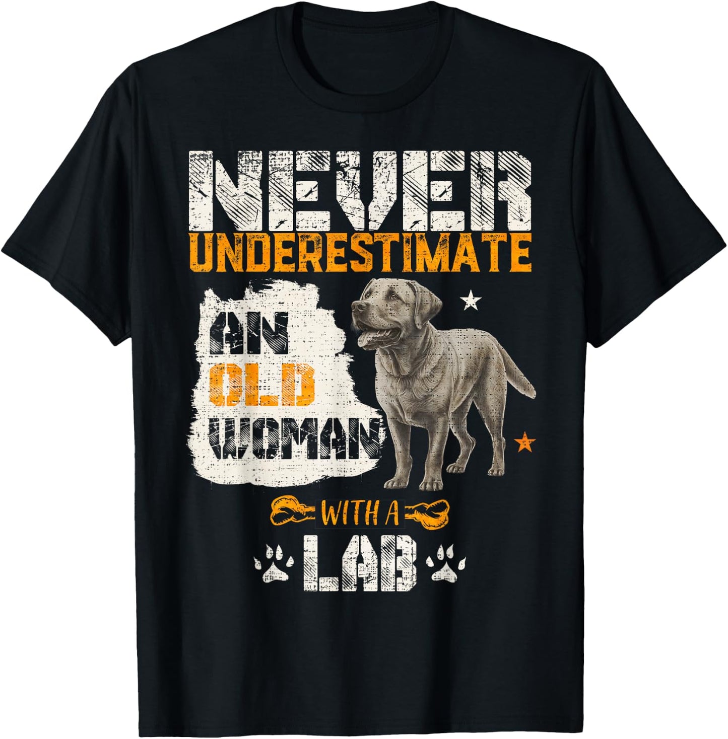 Never Underestimate An Old Woman With A Labrador, Lab Lover T-Shirt - T-Shirt | Black