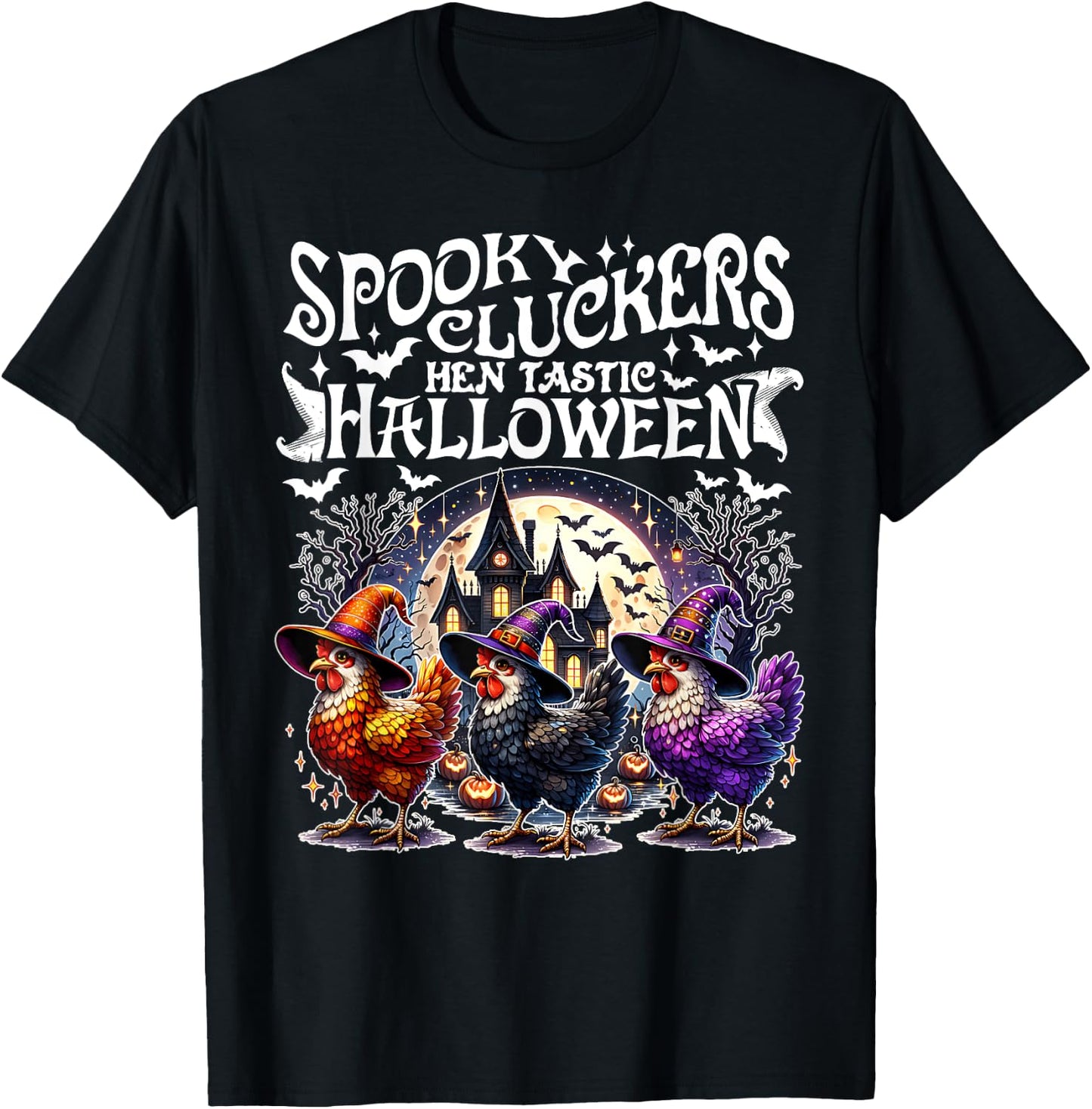 Spooky Cluckers Hen-tastic Halloween Chicken Costume Funny T-Shirt - T-Shirt | Black