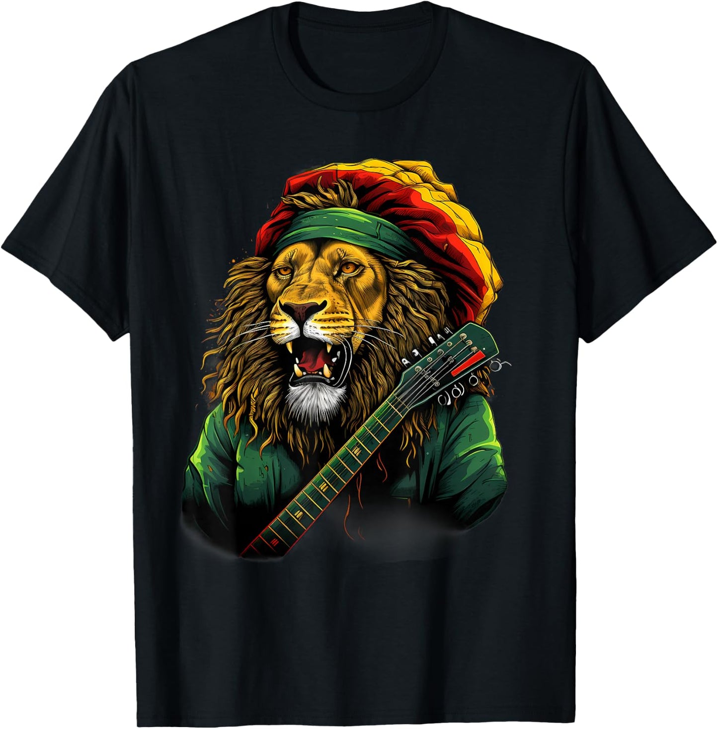 Rasta Reggae Lion Rastafarian Pride Rasta Roots Rastafari T-Shirt - T-Shirt | Black
