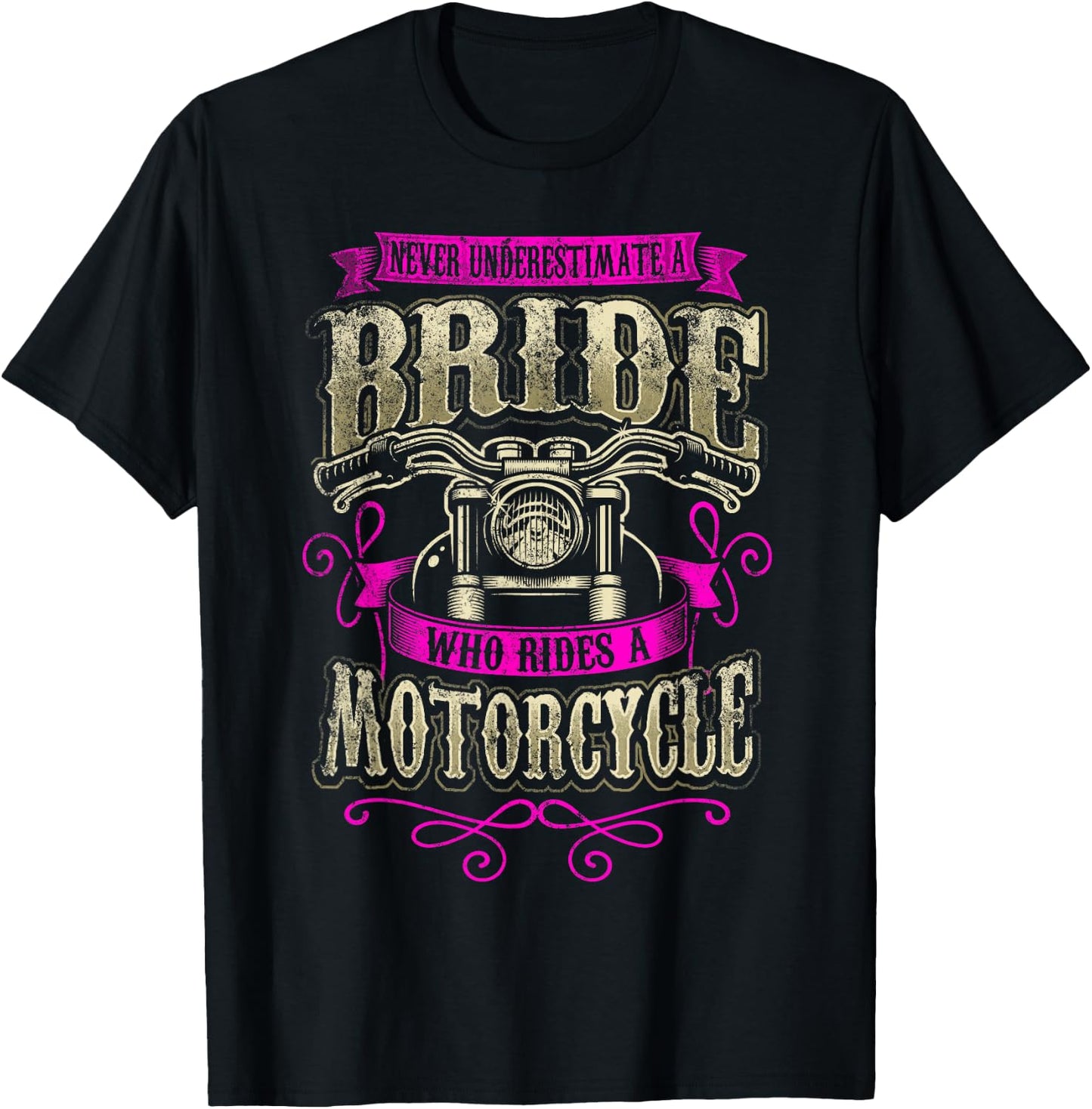 Bride Motorcycle Gift Women Biker Wedding Bachelorette Bride T-Shirt - T-Shirt | Black