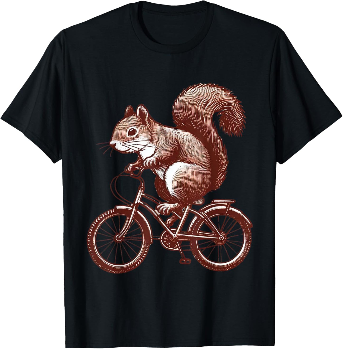 Squirrel Riding A Bicycle Vintage Bike Squirrel T-Shirt - T-Shirt | Black