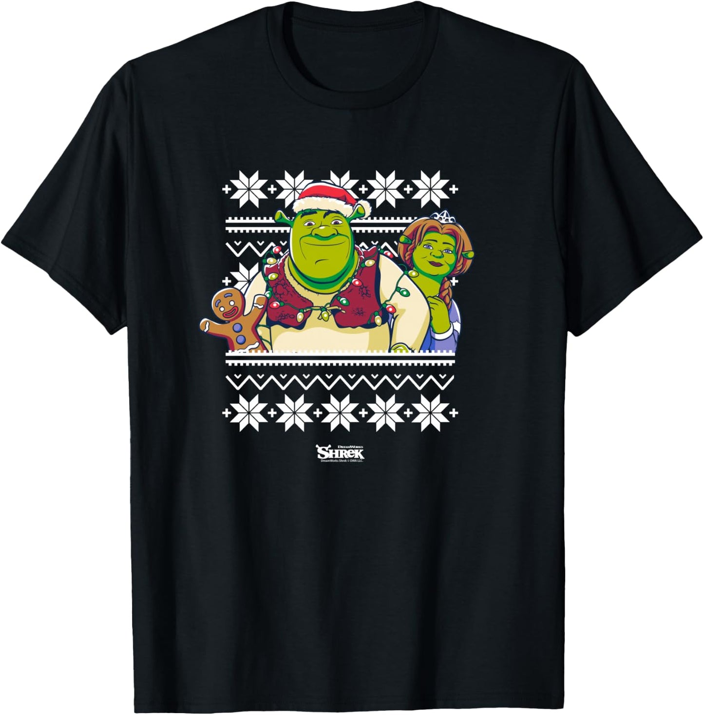 Shrek And Fiona Ugly Sweater T-Shirt - T-Shirt | Black