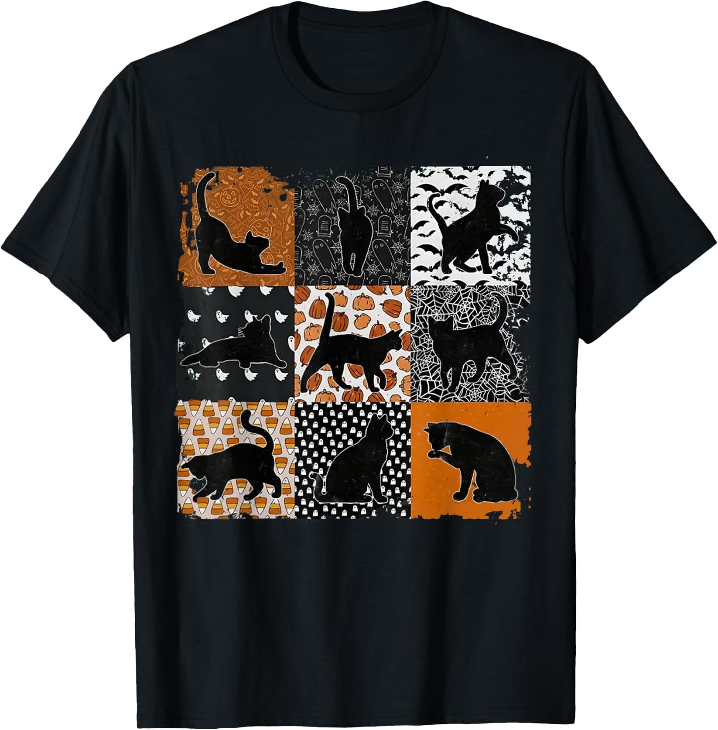 Black Cat Silhouette Halloween Pumpkin Costume Women Men Kid T-Shirt - T-Shirt | Black