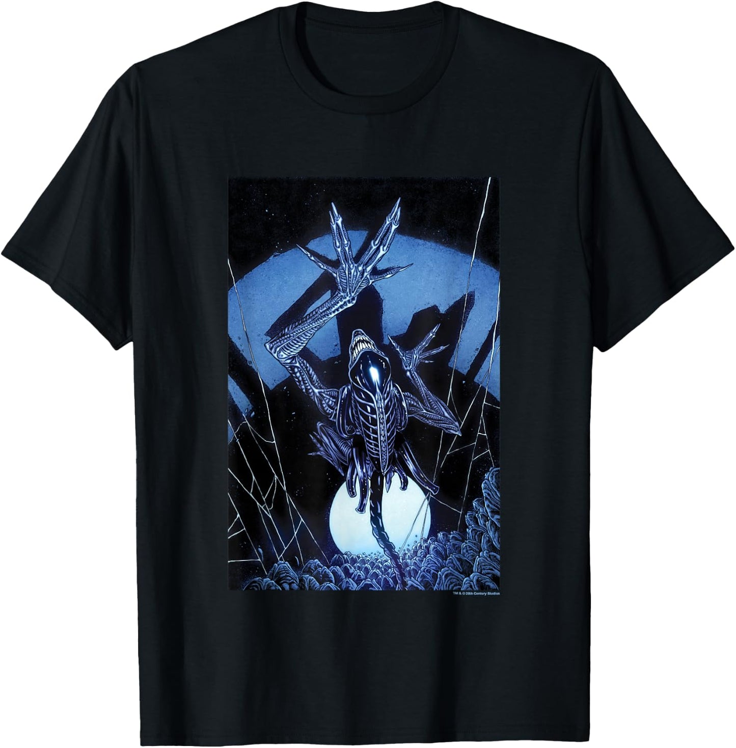 Aliens Iconic Dangerous Xenomorph Web Eggs Big Chest Poster T-Shirt - T-Shirt | Black