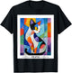 Abstract Cubist Cat Art Design -- Bold Colorful Picatso Gato T-Shirt - T-Shirt | Black