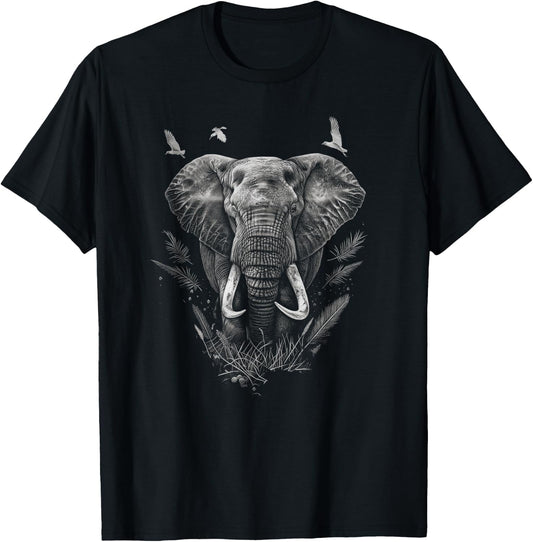 Elephant Lovers Funny For Man Woman Birds Lover T-Shirt - T-Shirt | Black