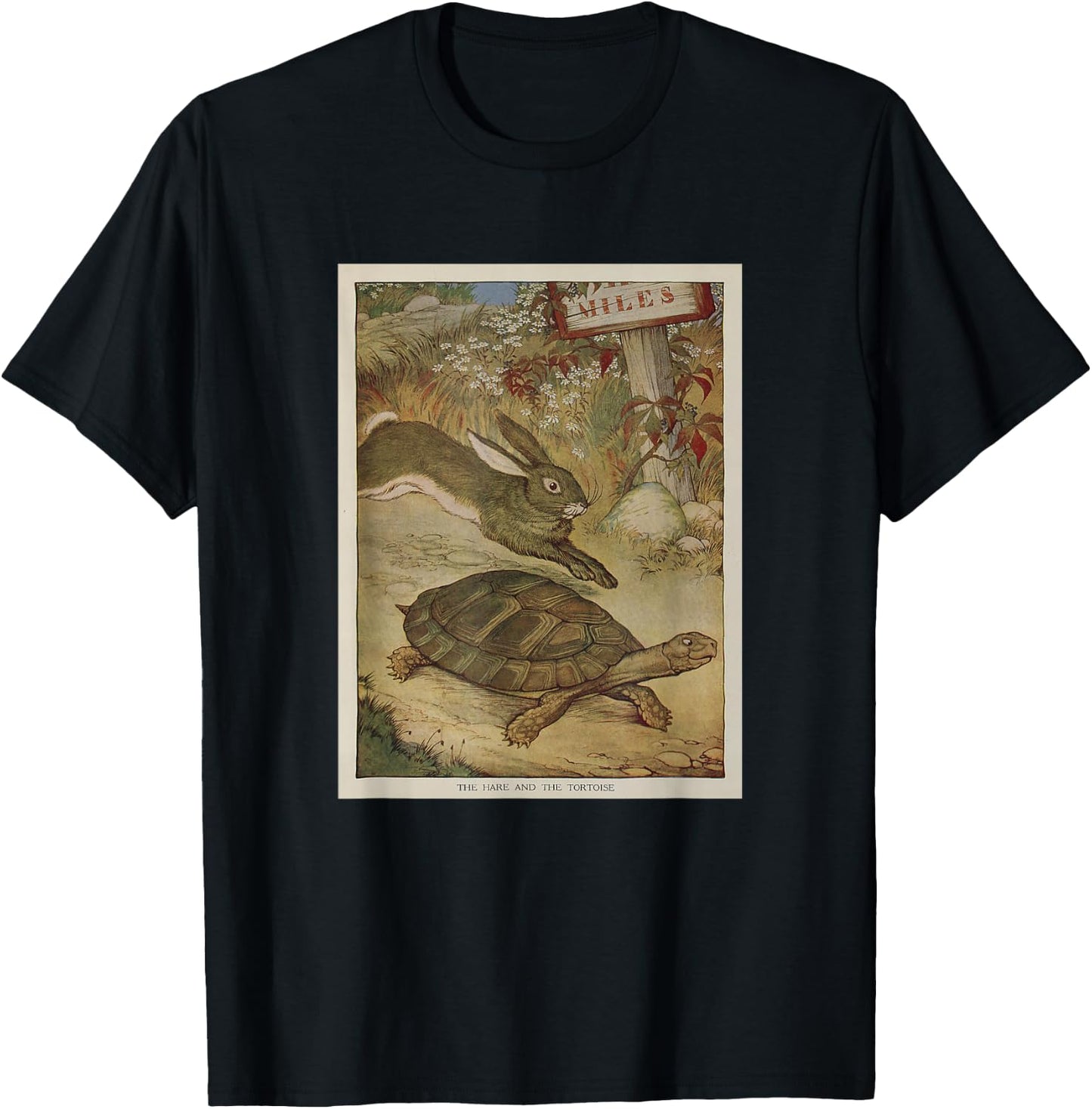 Aesop's Fables - Tortoise and The Hare T-Shirt - T-Shirt | Black