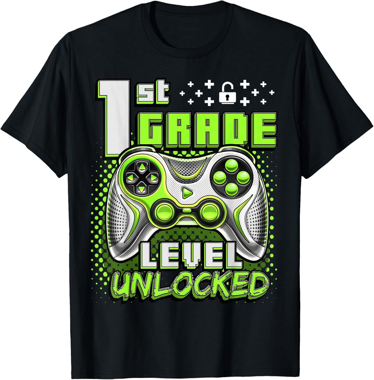Back to School 1st Grade Boys Gamer First Day School Level T-Shirt - T-Shirt | Black