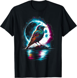 Colorful Starling Bird Spirit Animal Cool Illustration T-Shirt - T-Shirt | Black
