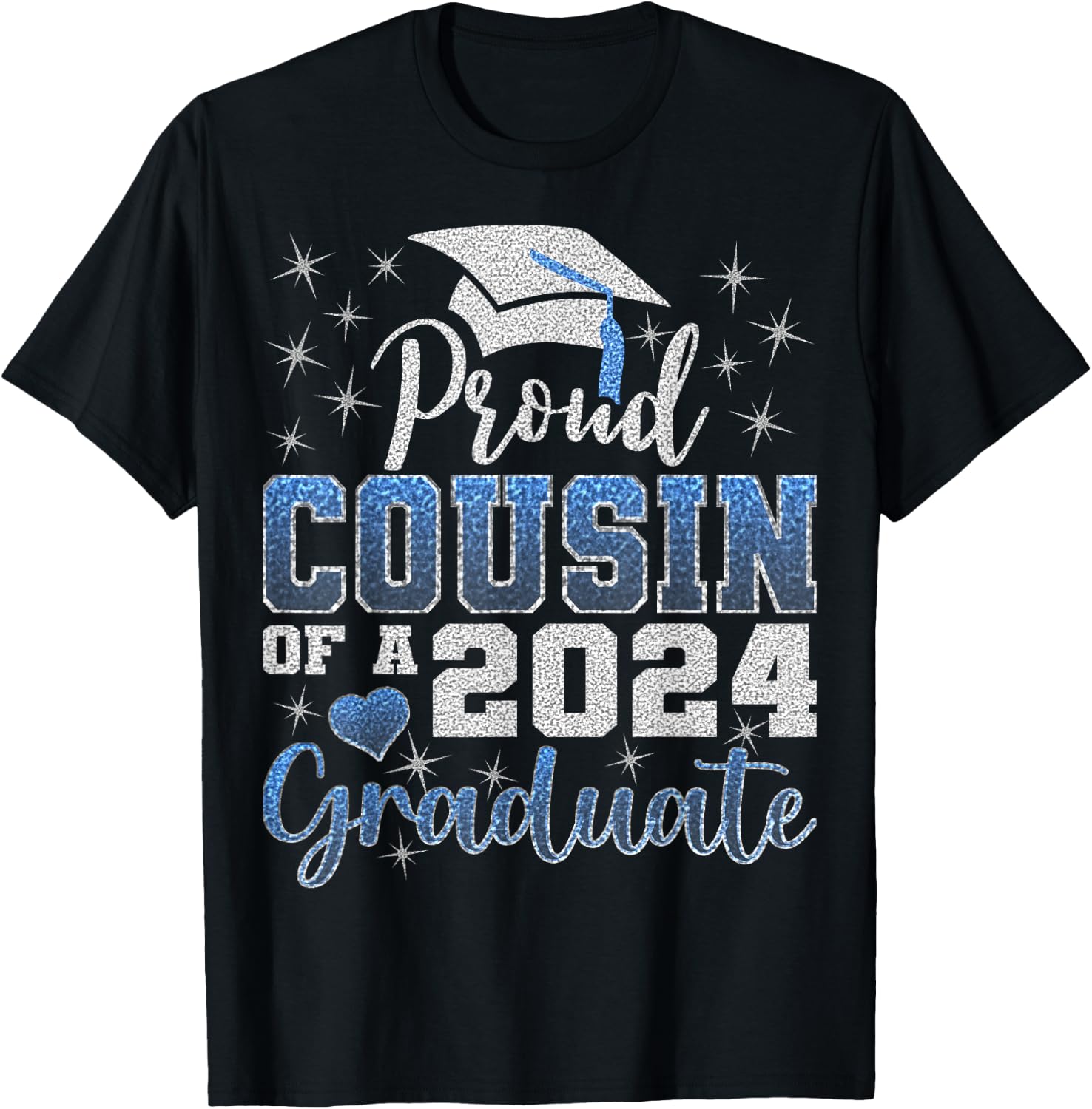 Super Proud Cousin of 2024 Graduate Awesome Family College T-Shirt - T-Shirt | Black