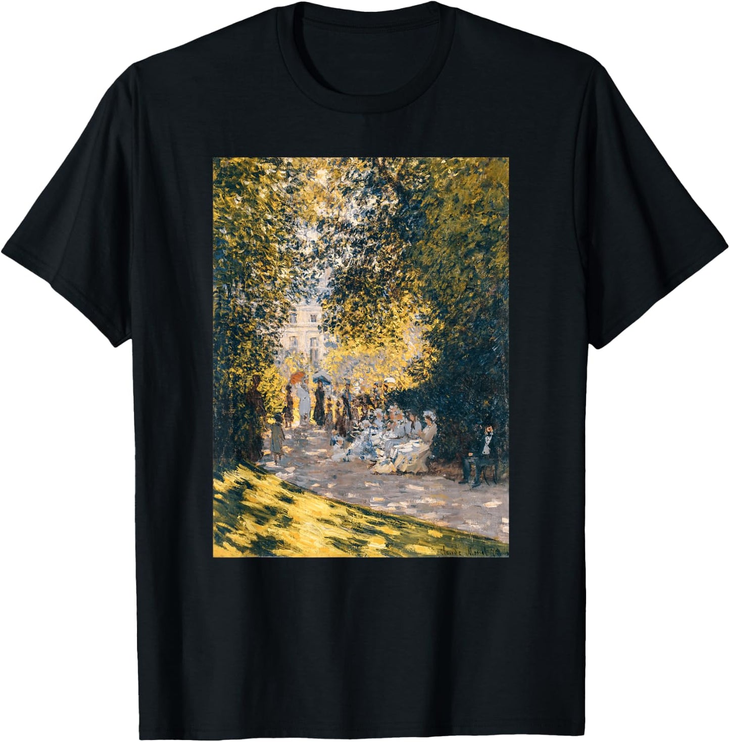 Monet's The Parc Monceau Modern Art Famous Painting T-Shirt - T-Shirt | Black