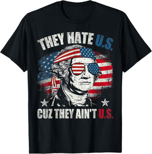 They Hate Us Cuz They Ain't Us USA American Flag 4th of July T-Shirt - T-Shirt | Black
