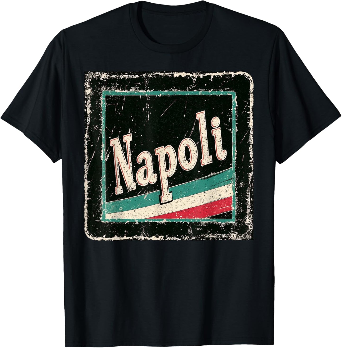 Napoli Retro Italia Coaster – Naples Italy Neapolitan T-Shirt - T-Shirt | Black
