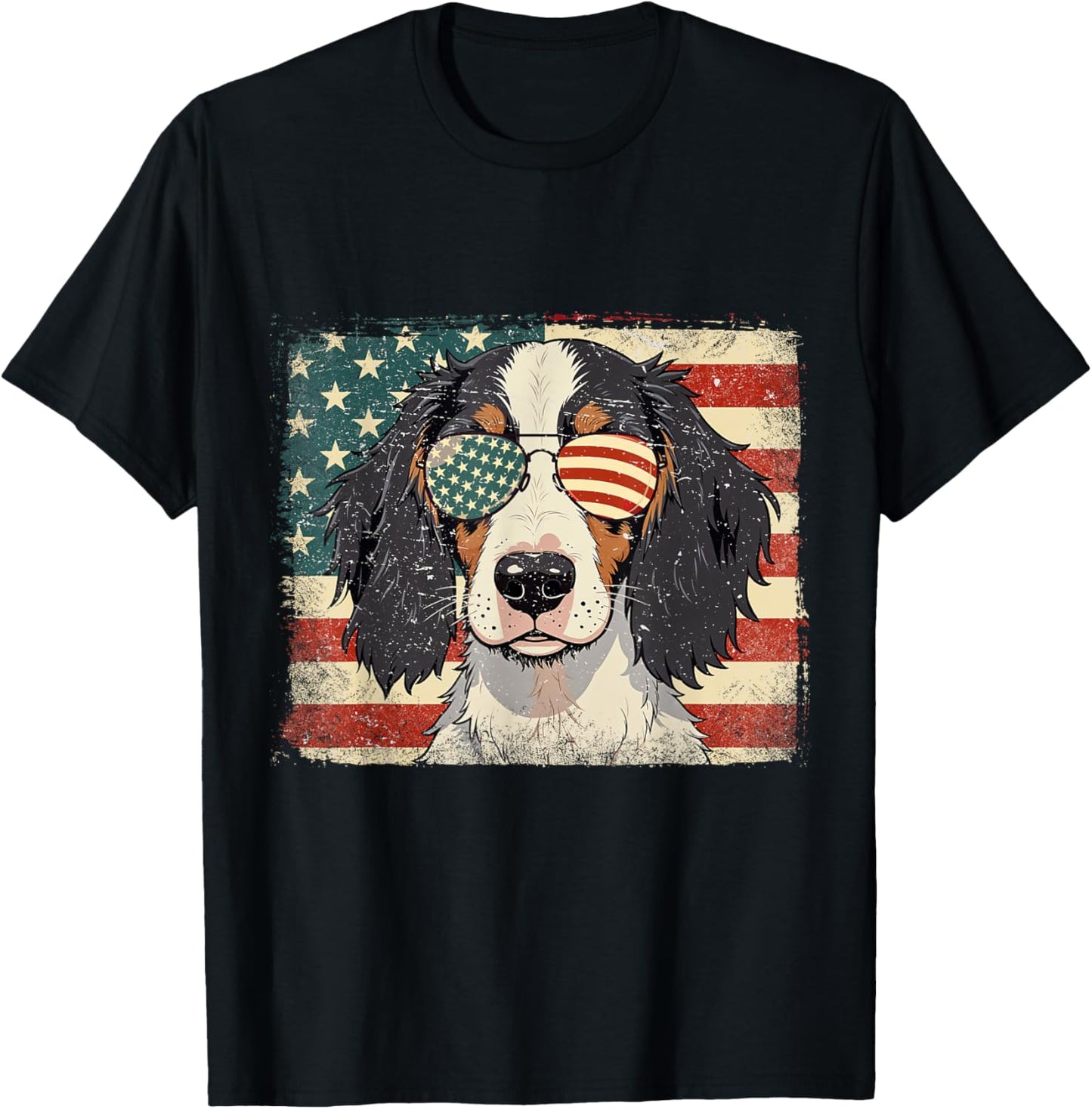 Patriotic English Setter Dog Lover USA Flag 4th Of July Men Women Kids T-Shirt - T-Shirt | Black