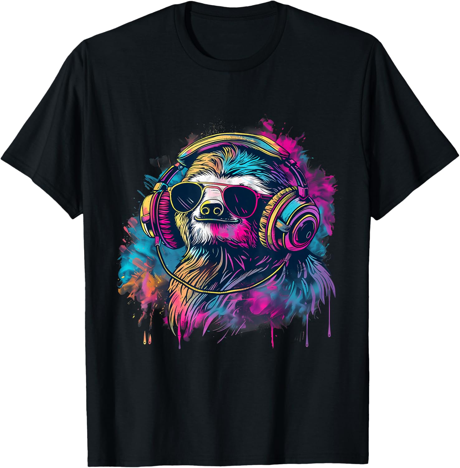 Sloth Music DJ Music Headphones Beatmaker House Music EDM T-Shirt - T-Shirt | Black