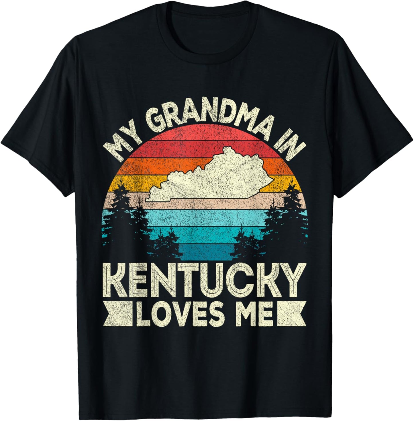 My Grandma In Kentucky Loves Me Retro Kentucky Grandma T-Shirt - T-Shirt | Black