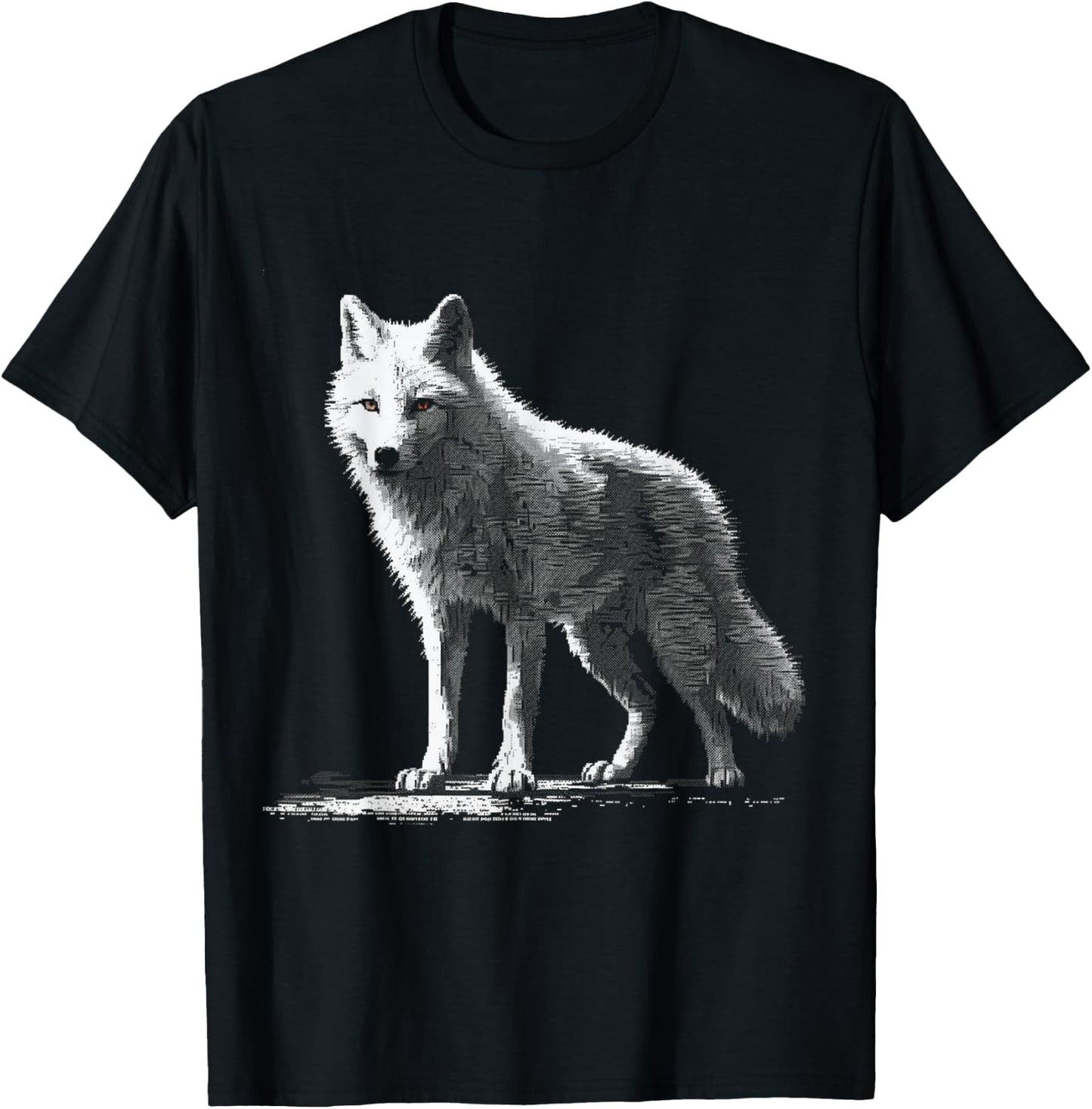 White wolf in pixels - animal art motif wolf T-Shirt - T-Shirt | Black