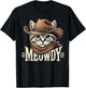 Meowdy Cat Funny Texas Cat Vintage Country Music Cat Cowboy T-Shirt - T-Shirt | Black