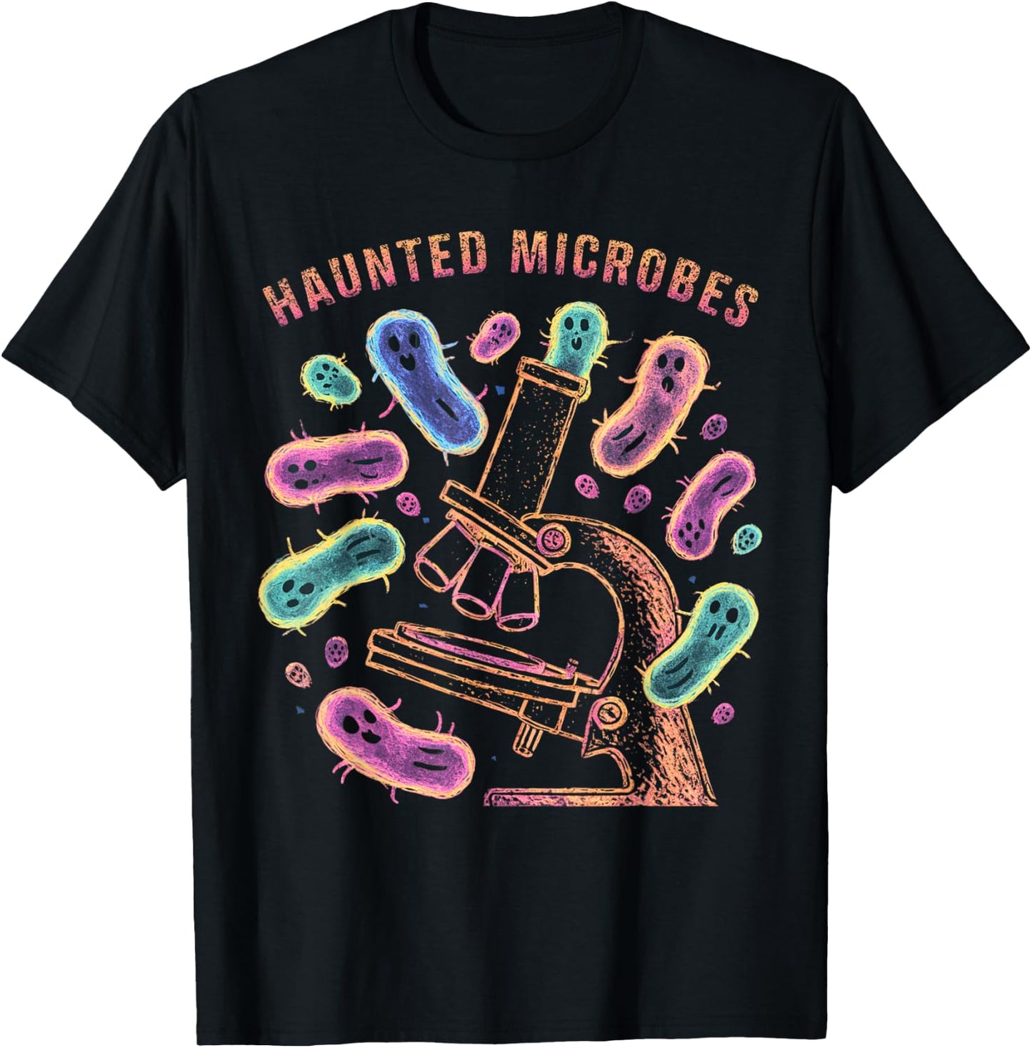 Haunted Microbes, Funny Microbiology Halloween T-Shirt - T-Shirt | Black