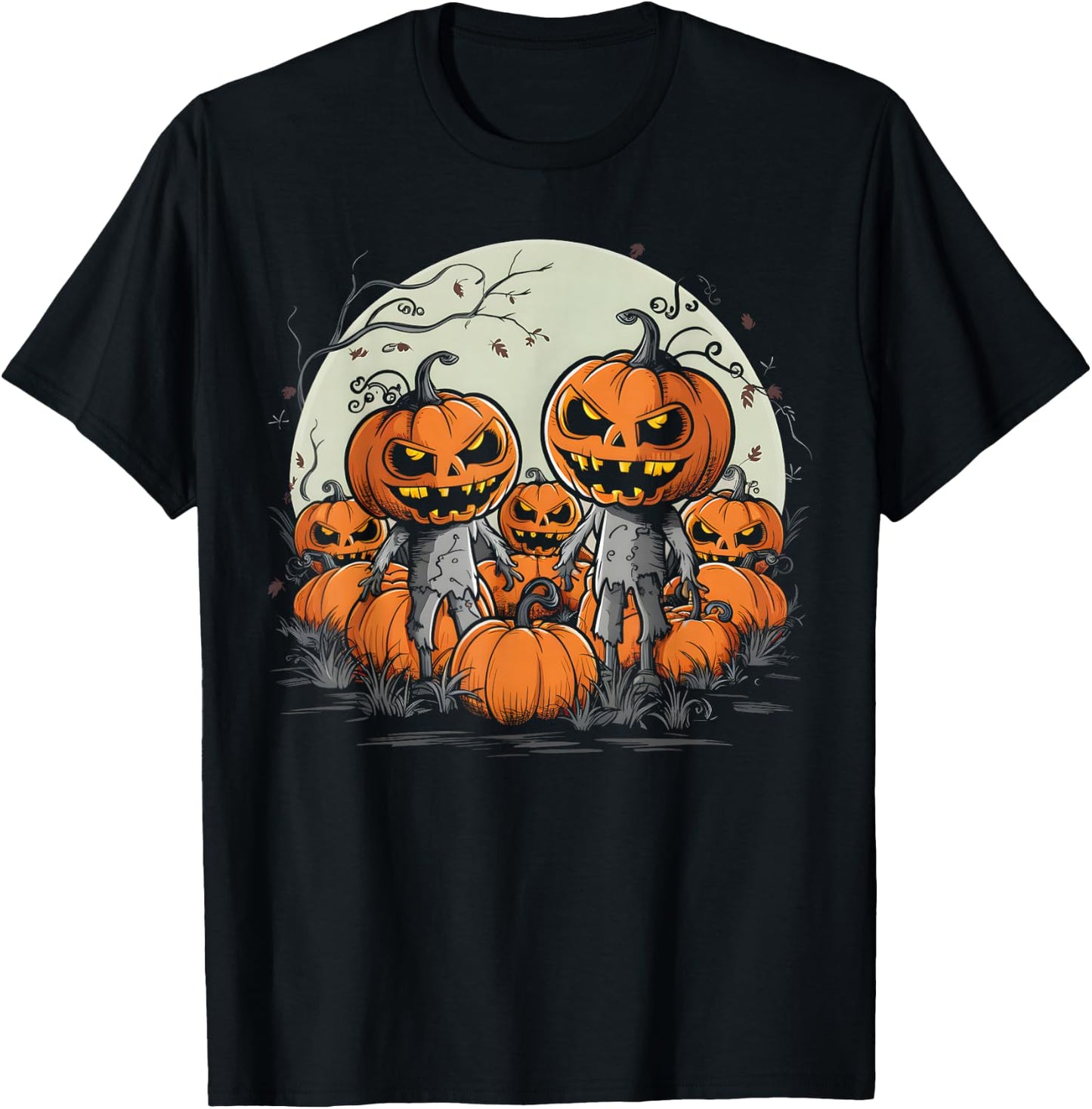 Spooky Zombie Pumpkins eerie Halloween T-Shirt - T-Shirt | Black