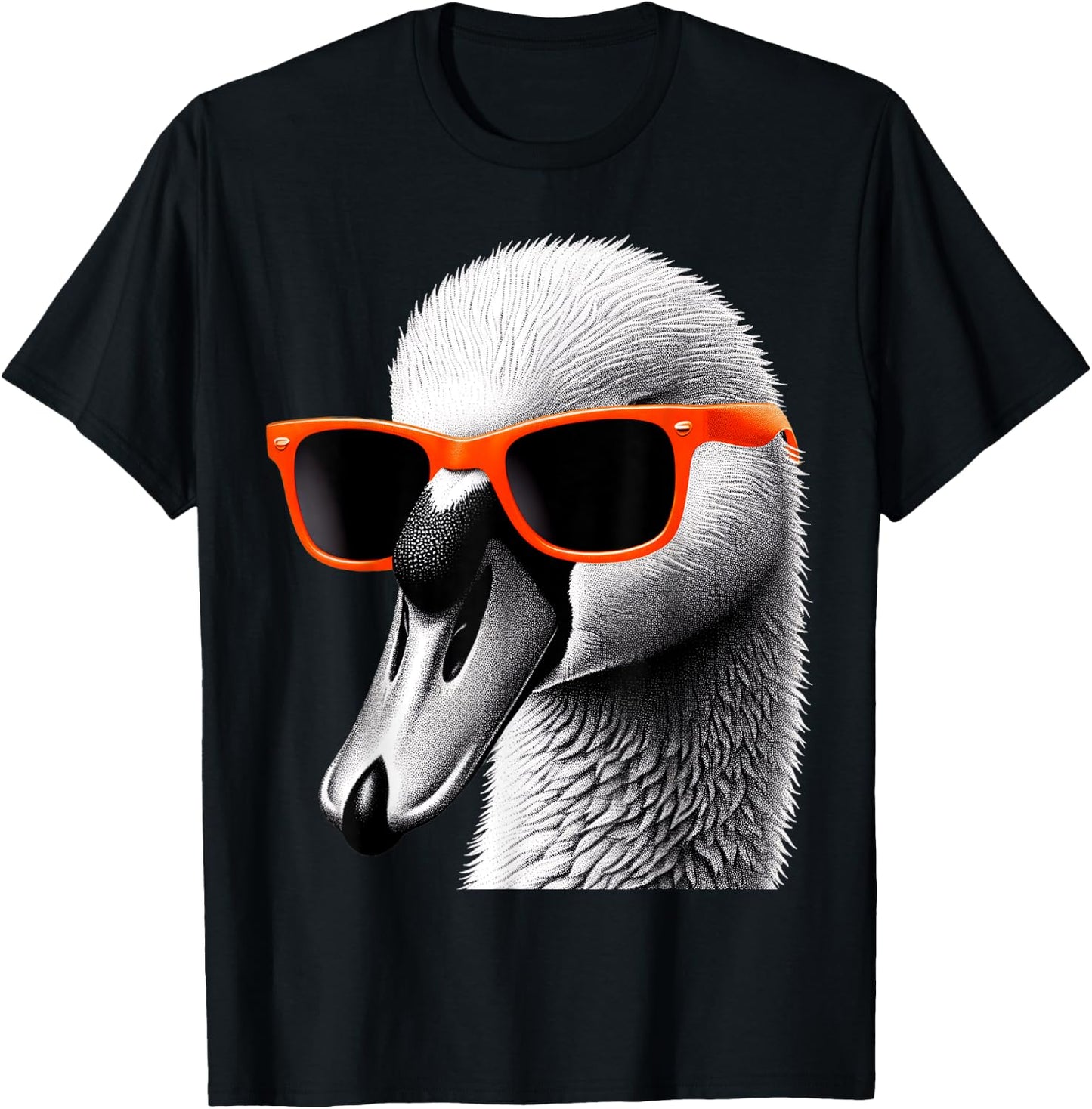 Cool Swan Bird Wearing Sunglasses Graphic Art T-Shirt - T-Shirt | Black