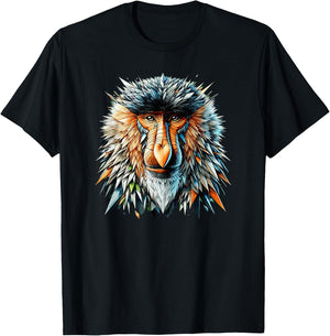 Polygon Art Proboscis Monkey Long-Nosed Monkey T-Shirt - T-Shirt | Black
